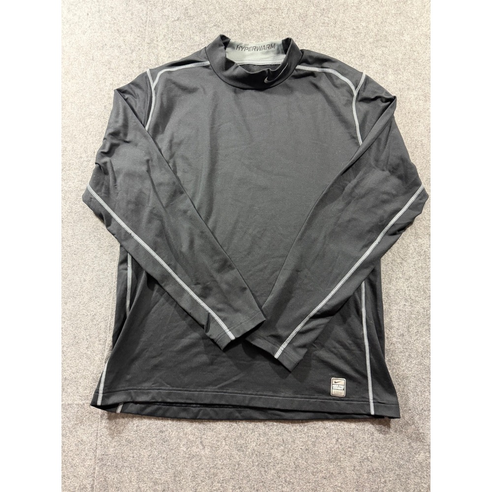Nike Pro Combat Hyperwarm Dri-FIT Mock Neck Shirt Mens XL Black 477451-010